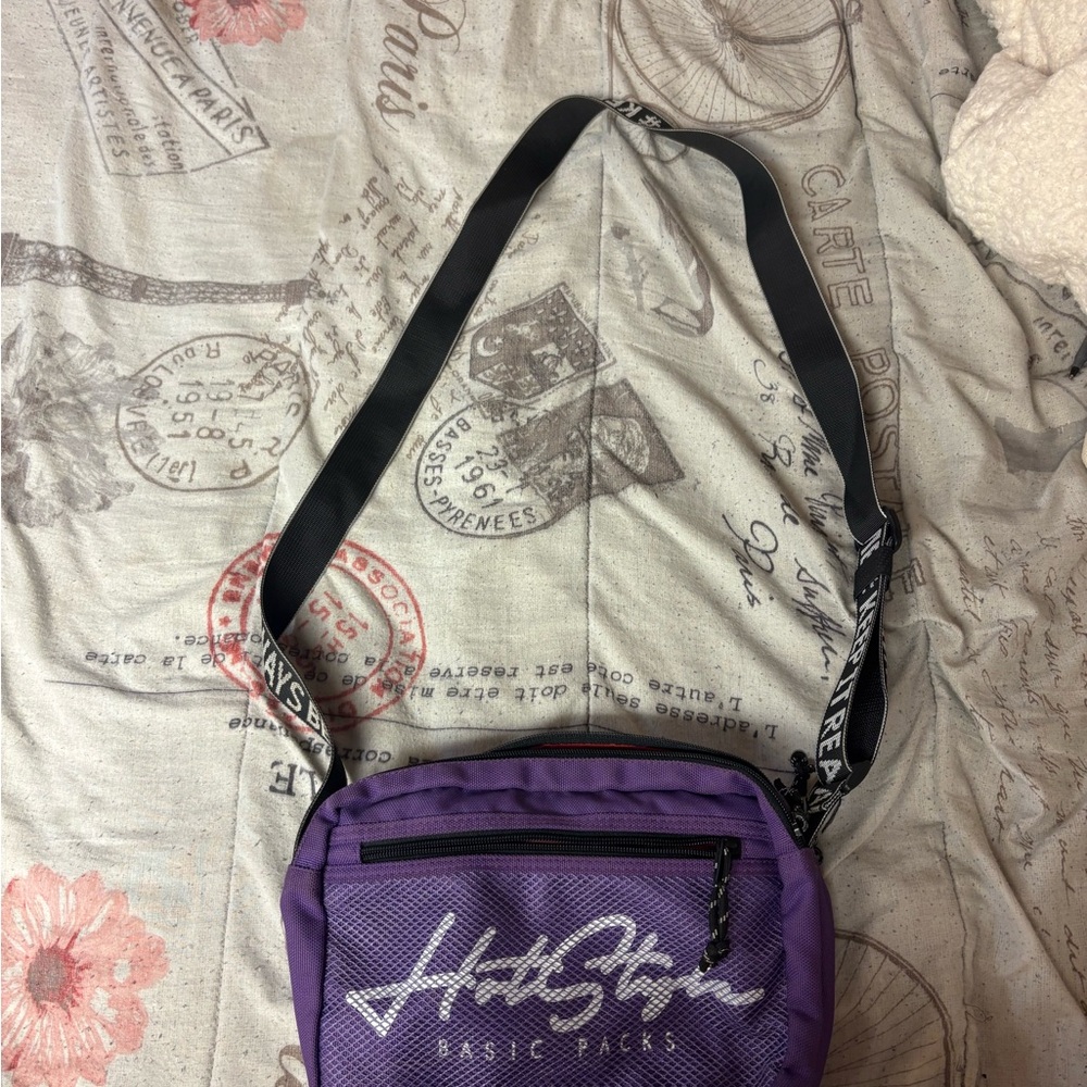 Purple Crossbody Bag with Black Strap
